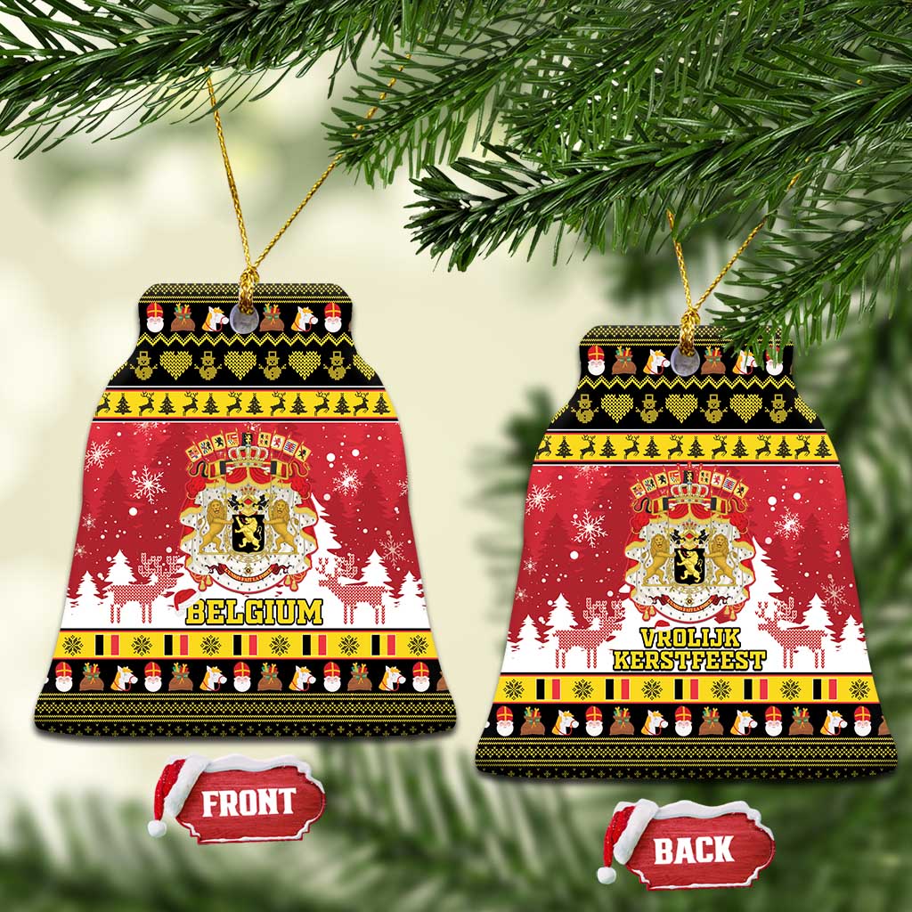 Belgium Christmas Ceramic Ornament Coat Of Arms Vrolijk Kerstfeest LT15