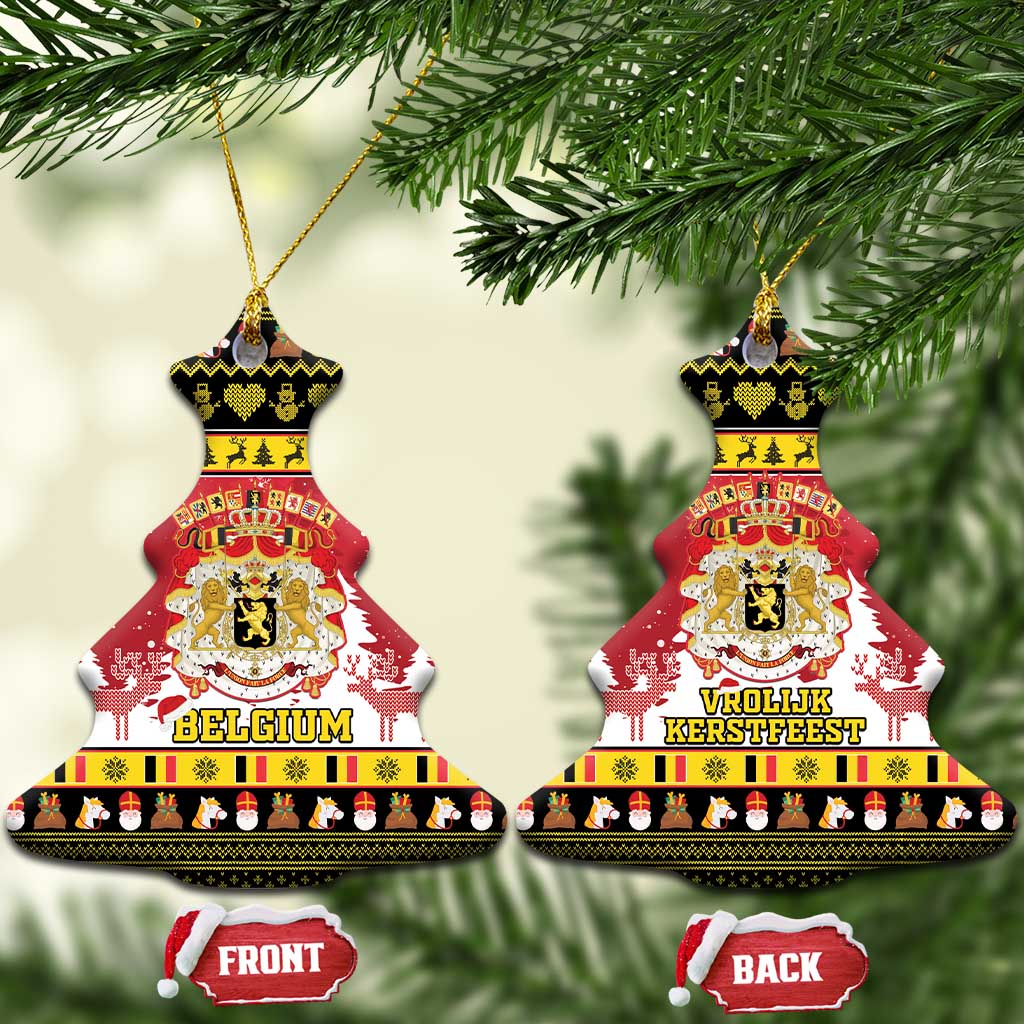 Belgium Christmas Ceramic Ornament Coat Of Arms Vrolijk Kerstfeest LT15