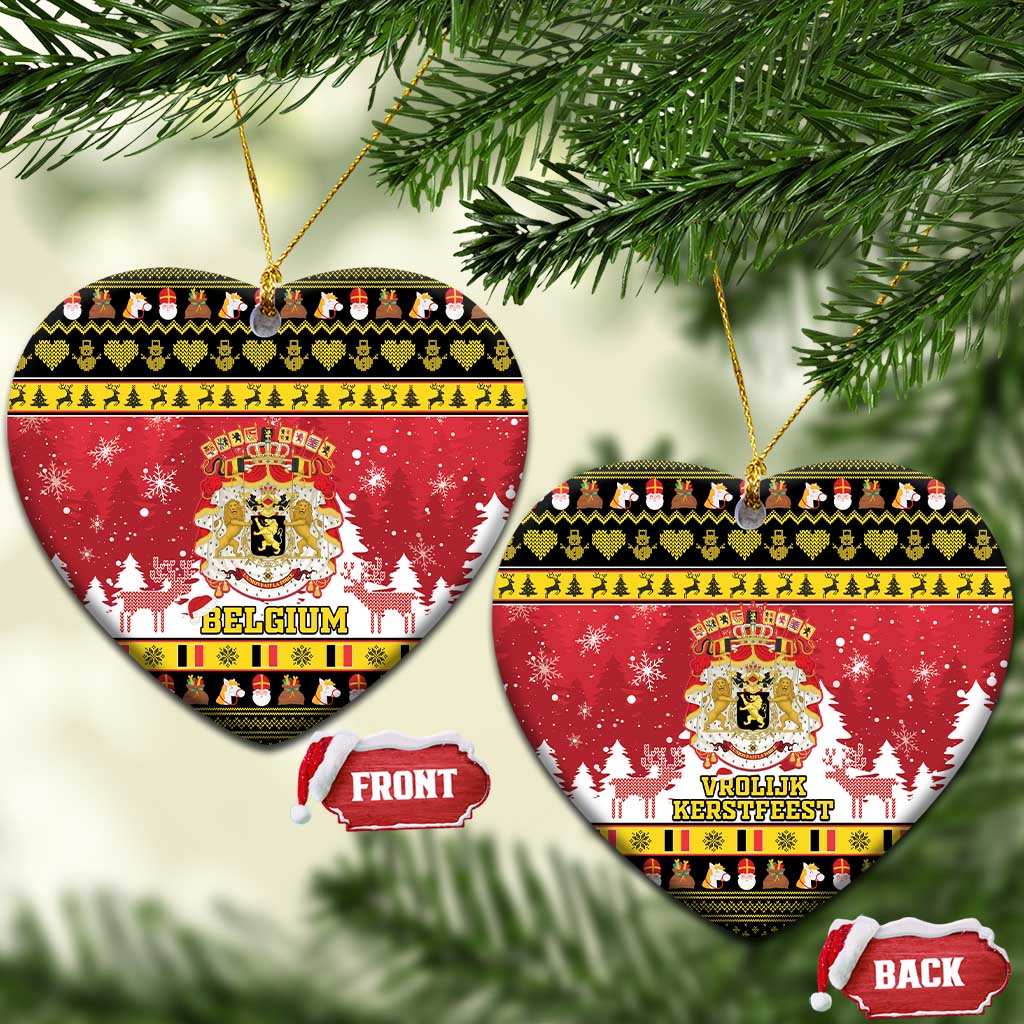 Belgium Christmas Ceramic Ornament Coat Of Arms Vrolijk Kerstfeest LT15