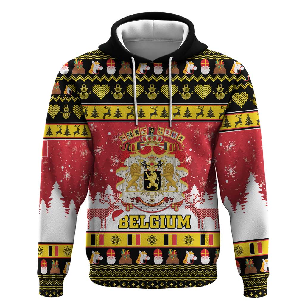 Belgium Christmas Hoodie Coat Of Arms Vrolijk Kerstfeest LT15
