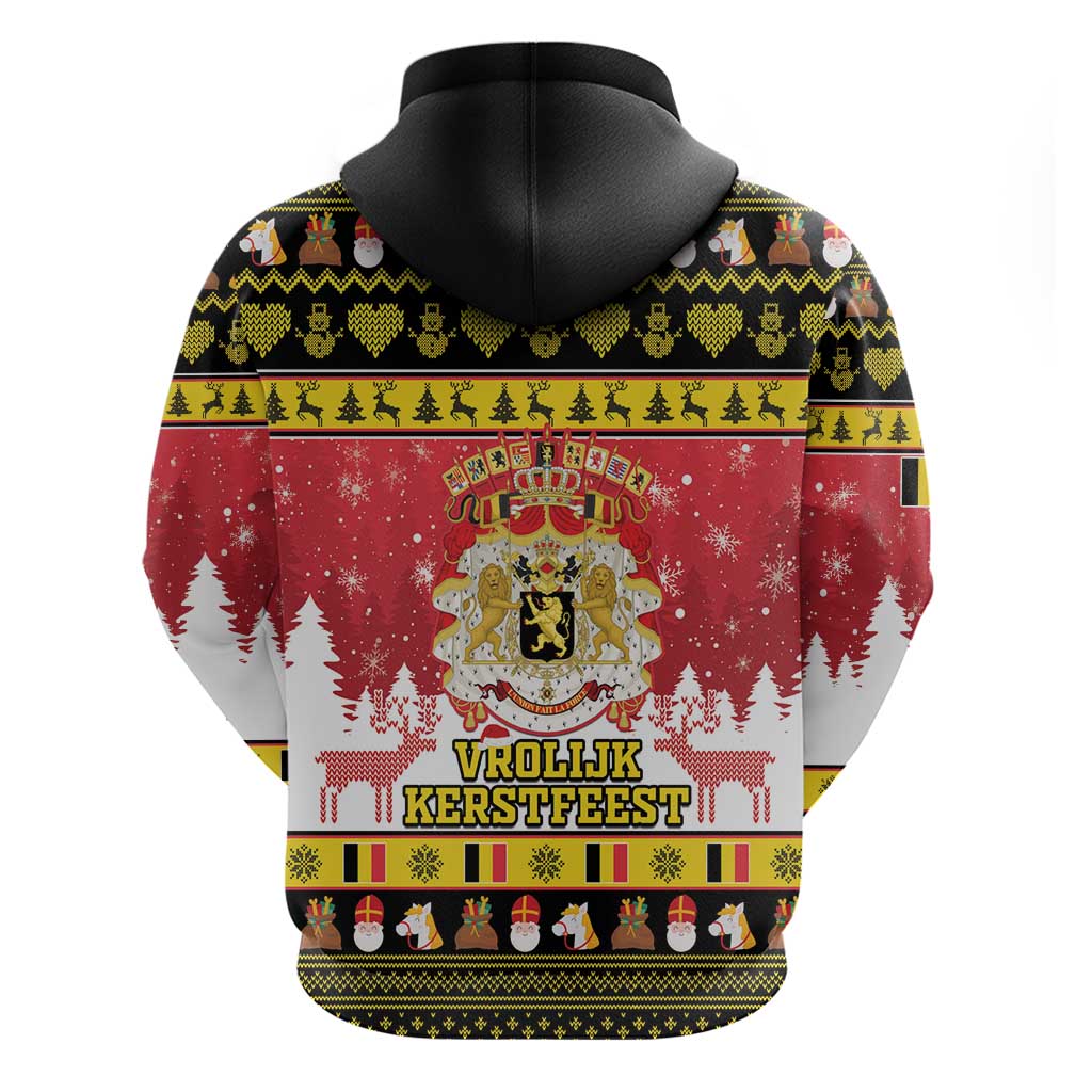Belgium Christmas Hoodie Coat Of Arms Vrolijk Kerstfeest LT15
