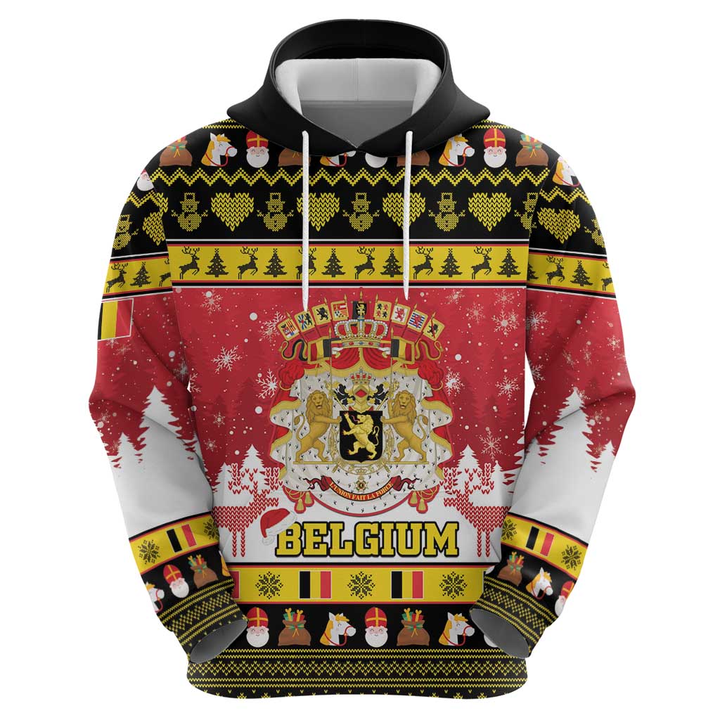 Belgium Christmas Hoodie Coat Of Arms Vrolijk Kerstfeest LT15