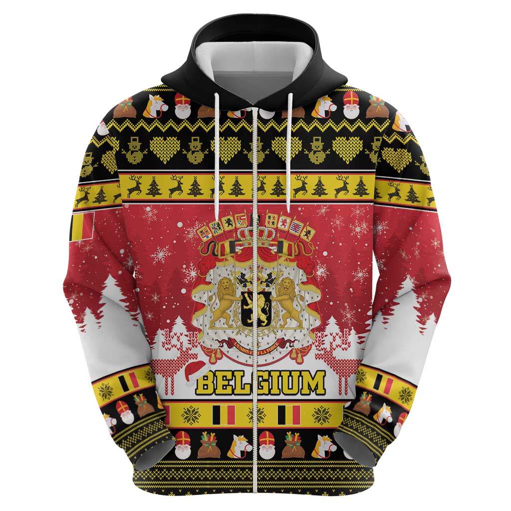 Belgium Christmas Hoodie Coat Of Arms Vrolijk Kerstfeest LT15