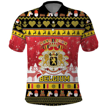Belgium Christmas Polo Shirt Coat Of Arms Vrolijk Kerstfeest LT15