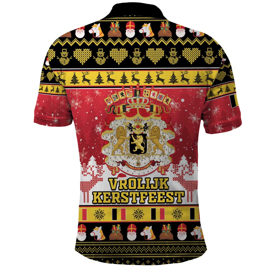 Belgium Christmas Polo Shirt Coat Of Arms Vrolijk Kerstfeest LT15