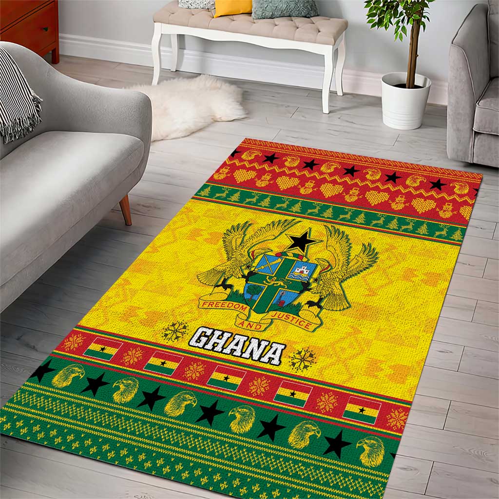 Afro Ghana Christmas Area Rug Coat Of Arms - Kente Pattern LT15