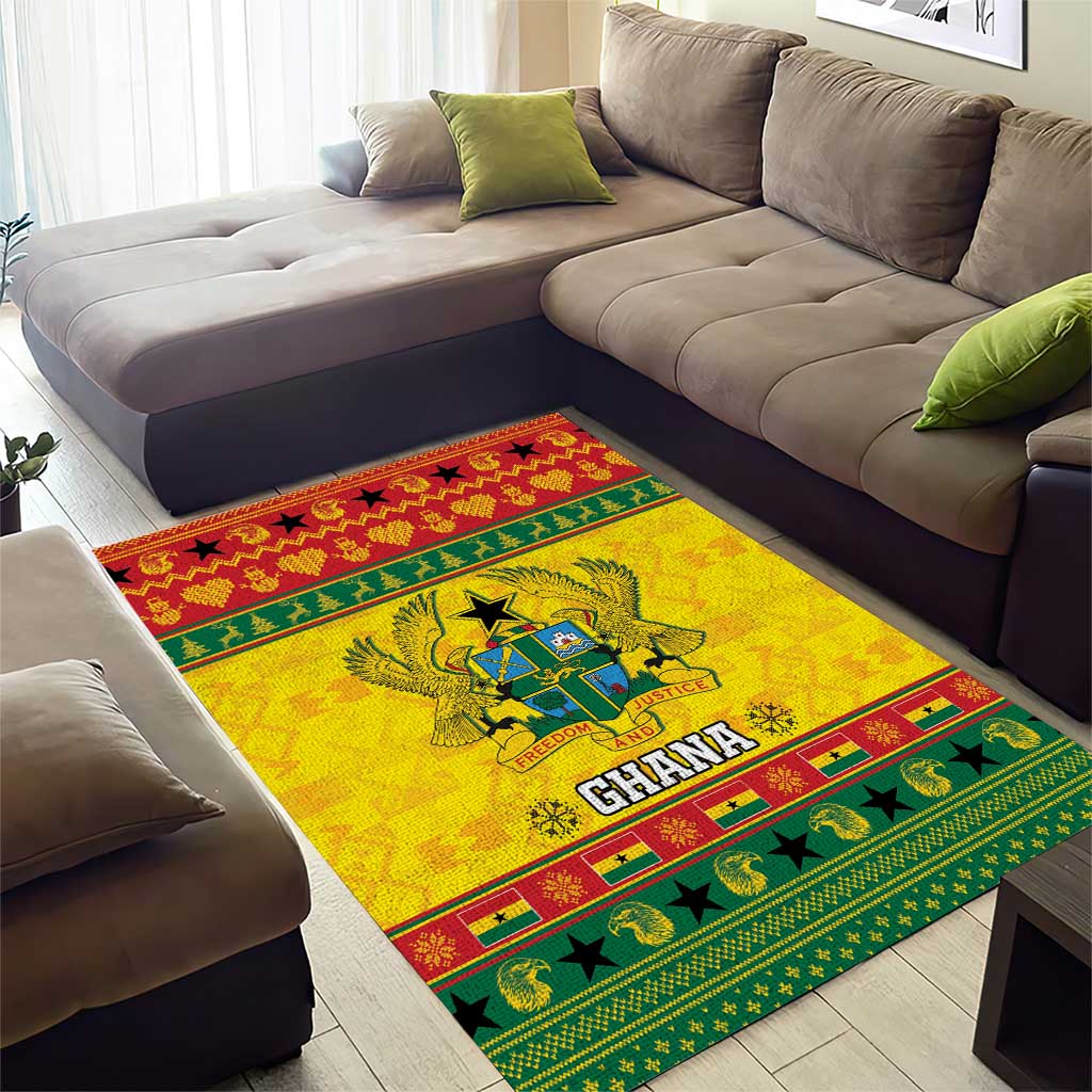 Afro Ghana Christmas Area Rug Coat Of Arms - Kente Pattern LT15
