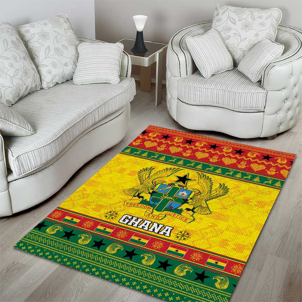 Afro Ghana Christmas Area Rug Coat Of Arms - Kente Pattern LT15