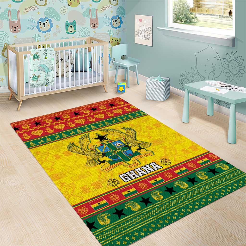 Afro Ghana Christmas Area Rug Coat Of Arms - Kente Pattern LT15