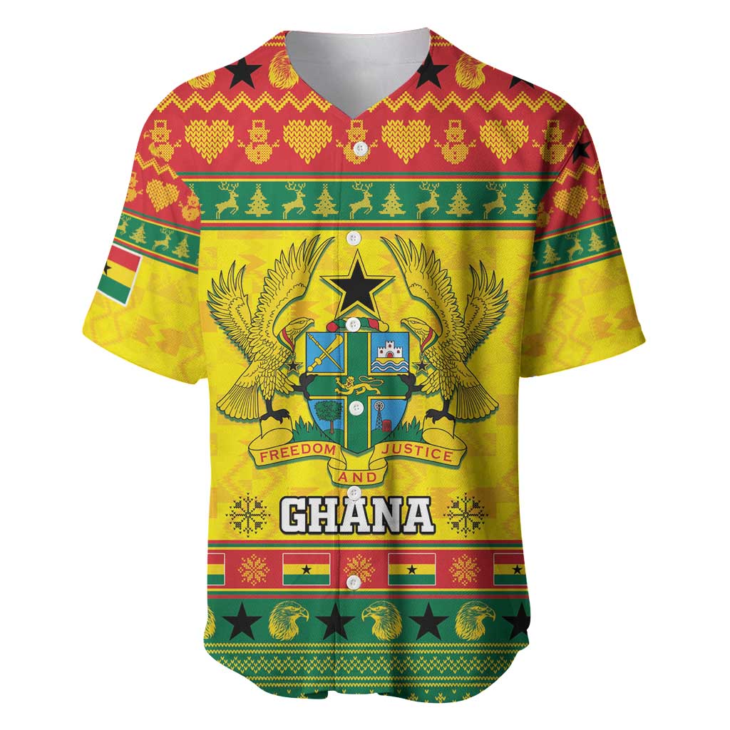 Afro Ghana Christmas Baseball Jersey Coat Of Arms - Kente Pattern LT15