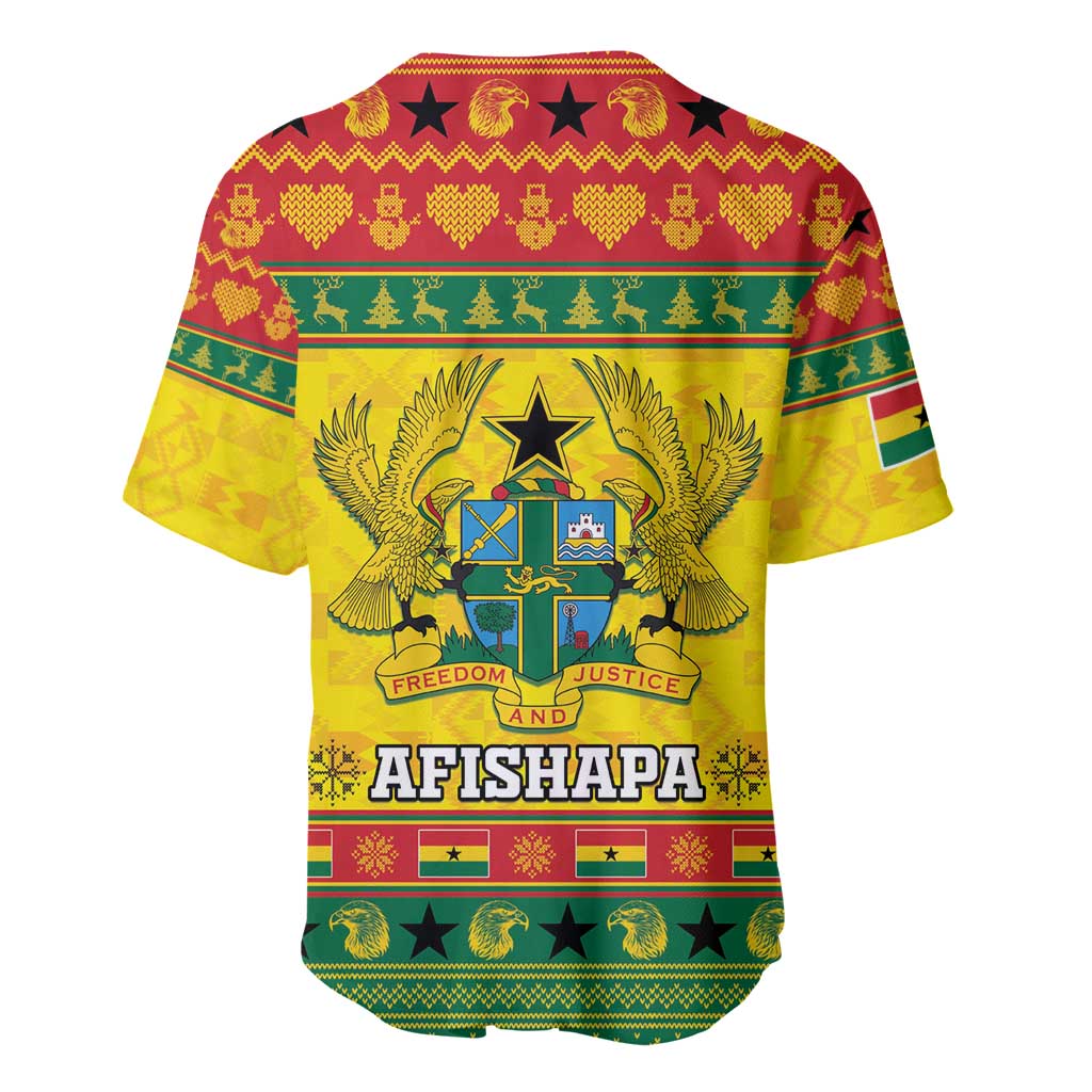 Afro Ghana Christmas Baseball Jersey Coat Of Arms - Kente Pattern LT15