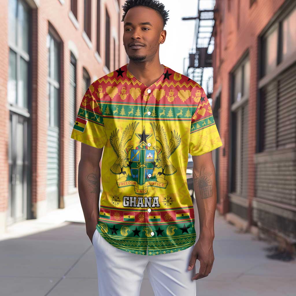 Afro Ghana Christmas Baseball Jersey Coat Of Arms - Kente Pattern LT15