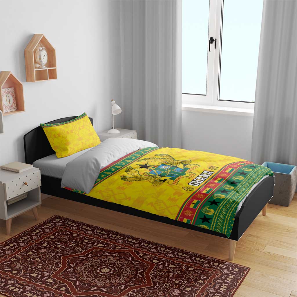 Afro Ghana Christmas Bedding Set Coat Of Arms - Kente Pattern LT15