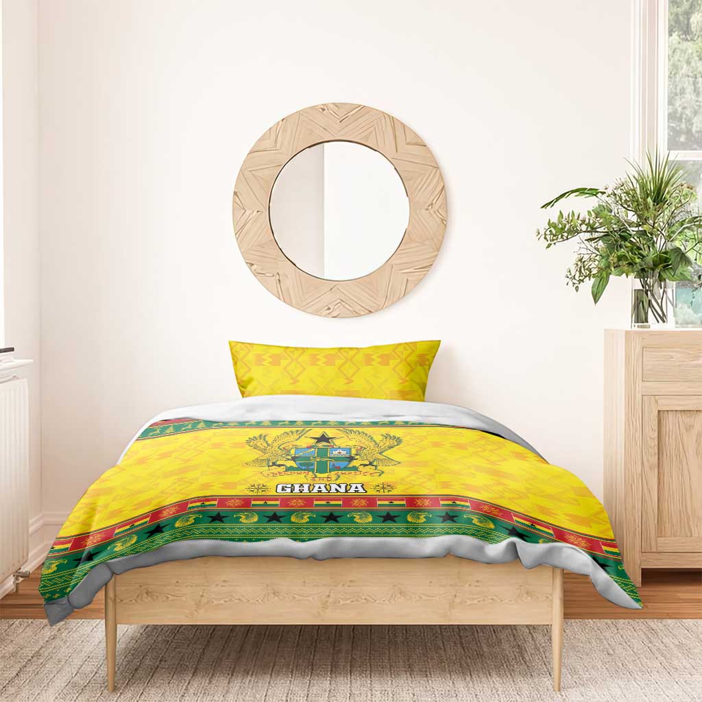 Afro Ghana Christmas Bedding Set Coat Of Arms - Kente Pattern LT15