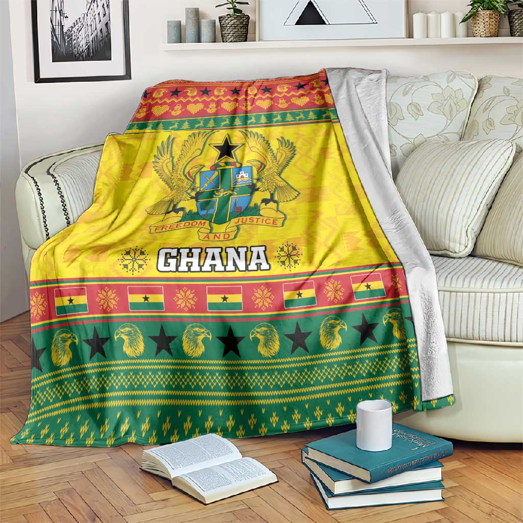 Afro Ghana Christmas Blanket Coat Of Arms - Kente Pattern LT15