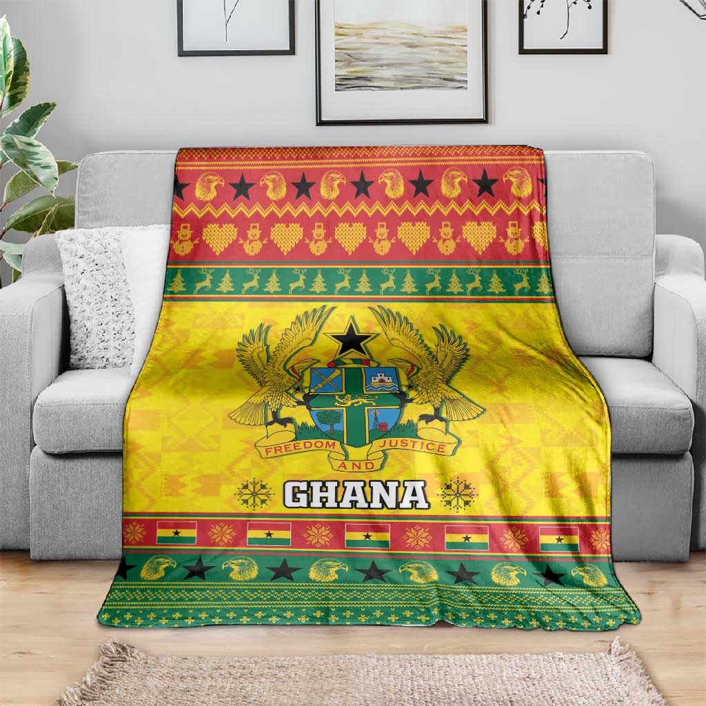 Afro Ghana Christmas Blanket Coat Of Arms - Kente Pattern LT15