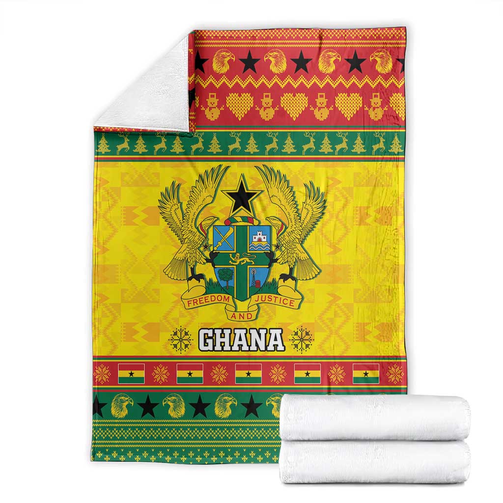 Afro Ghana Christmas Blanket Coat Of Arms - Kente Pattern LT15