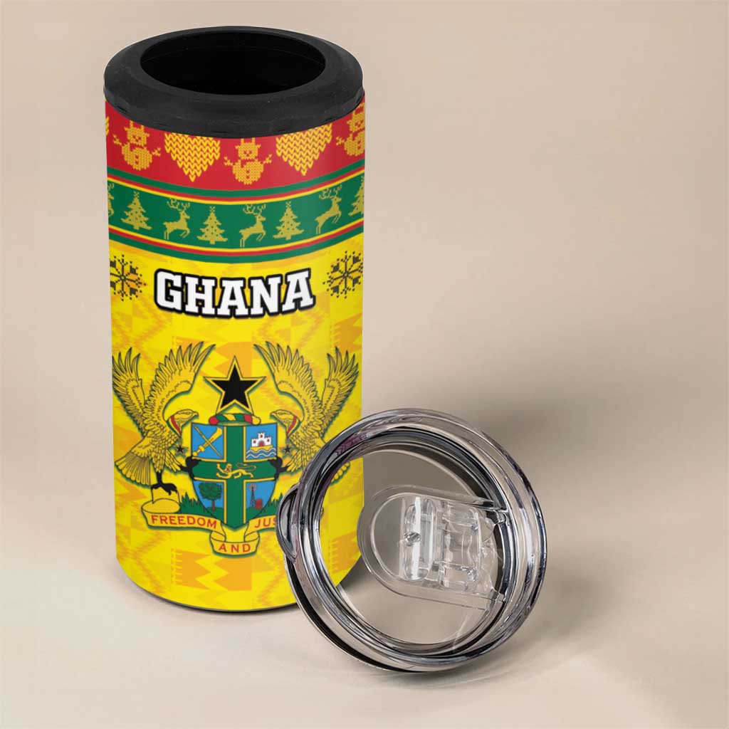 Afro Ghana Christmas 4 in 1 Can Cooler Tumbler Coat Of Arms - Kente Pattern LT15