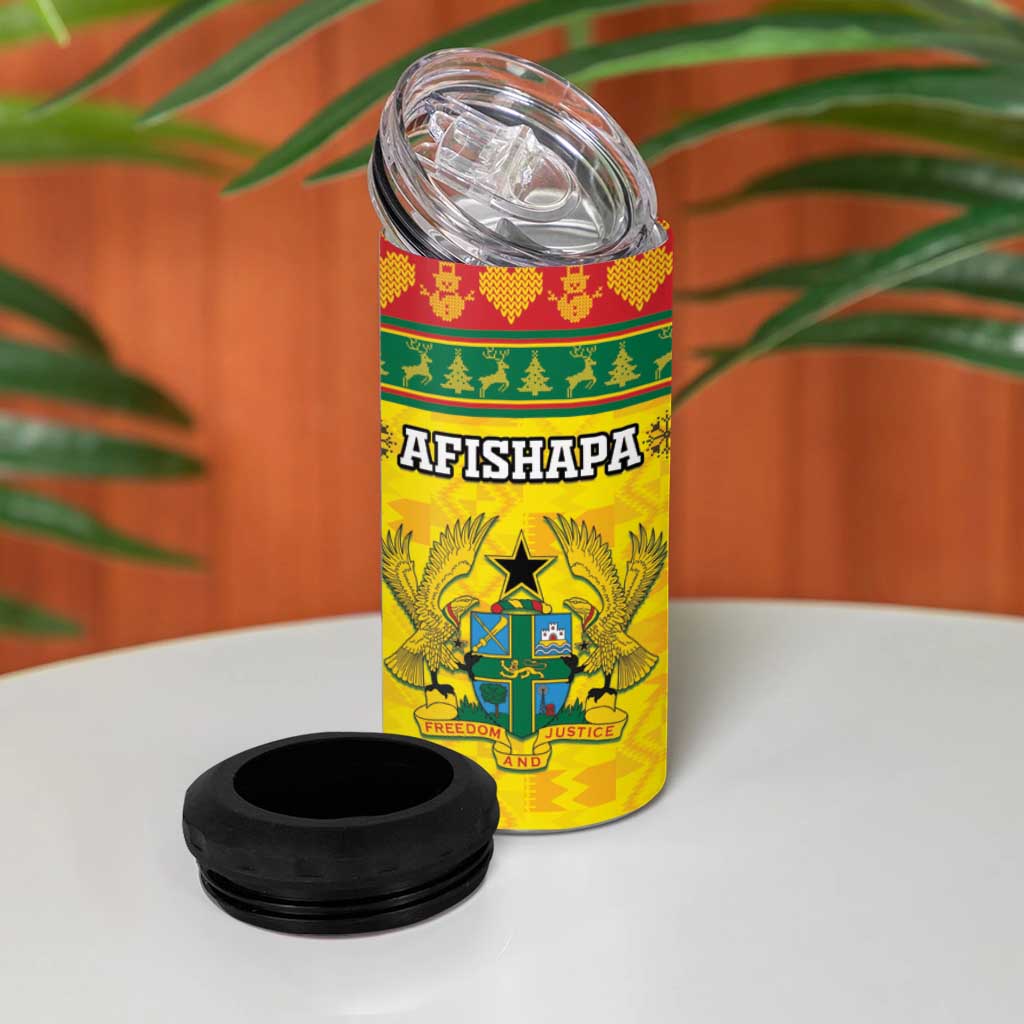 Afro Ghana Christmas 4 in 1 Can Cooler Tumbler Coat Of Arms - Kente Pattern LT15