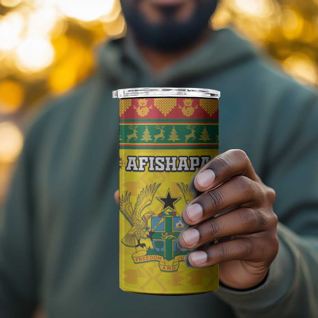 Afro Ghana Christmas 4 in 1 Can Cooler Tumbler Coat Of Arms - Kente Pattern LT15
