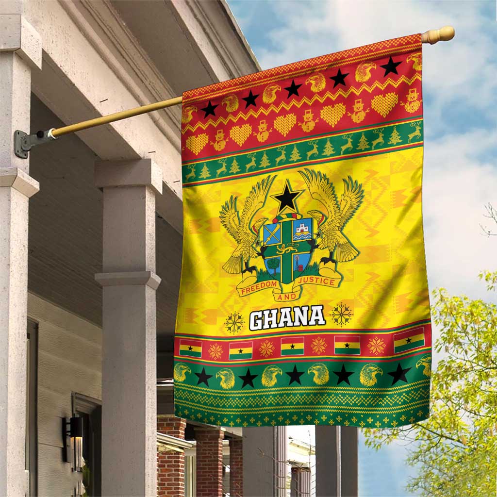 Afro Ghana Christmas Garden Flag Coat Of Arms - Kente Pattern LT15