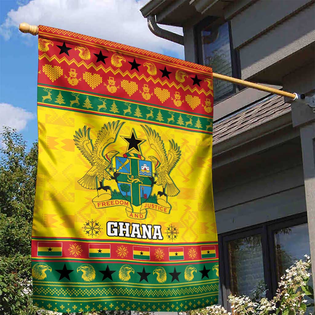 Afro Ghana Christmas Garden Flag Coat Of Arms - Kente Pattern LT15