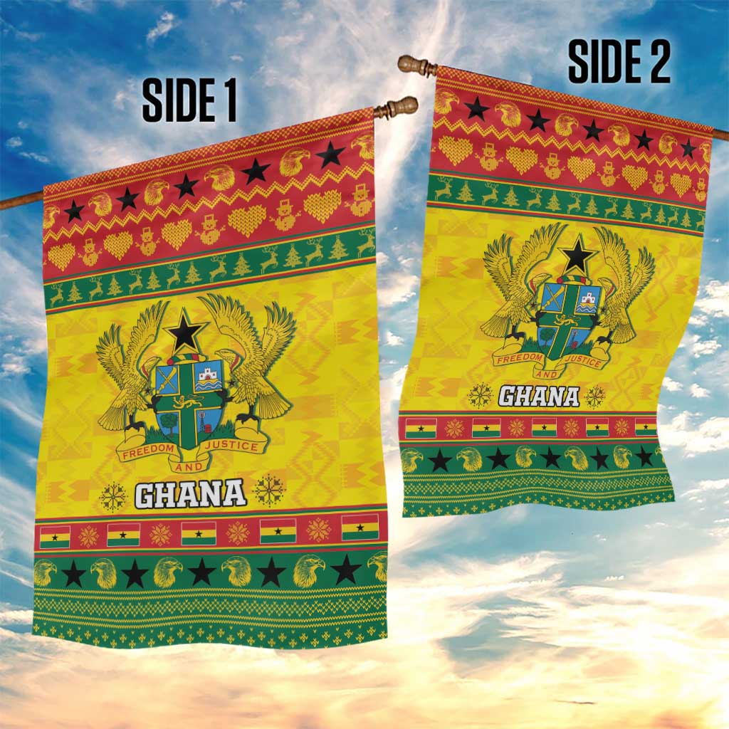 Afro Ghana Christmas Garden Flag Coat Of Arms - Kente Pattern LT15