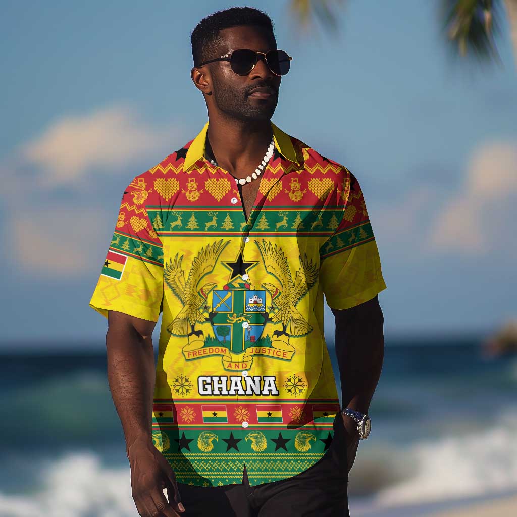 Afro Ghana Christmas Hawaiian Shirt Coat Of Arms - Kente Pattern LT15