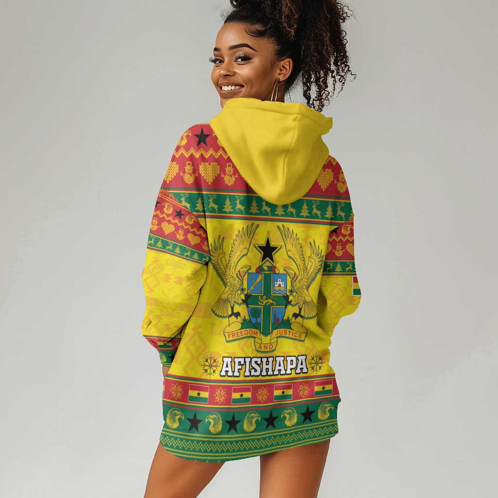 Afro Ghana Christmas Hoodie Dress Coat Of Arms - Kente Pattern LT15