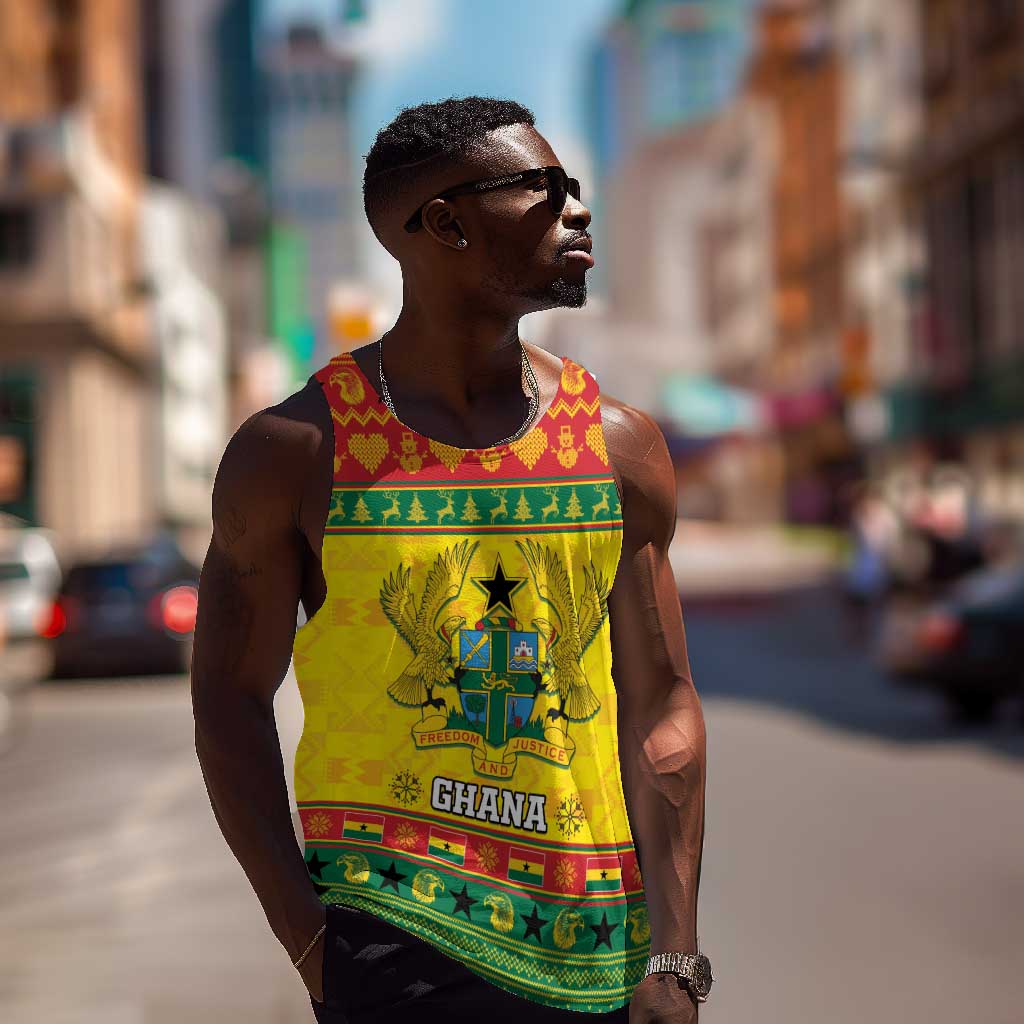 Afro Ghana Christmas Men Tank Top Coat Of Arms - Kente Pattern LT15