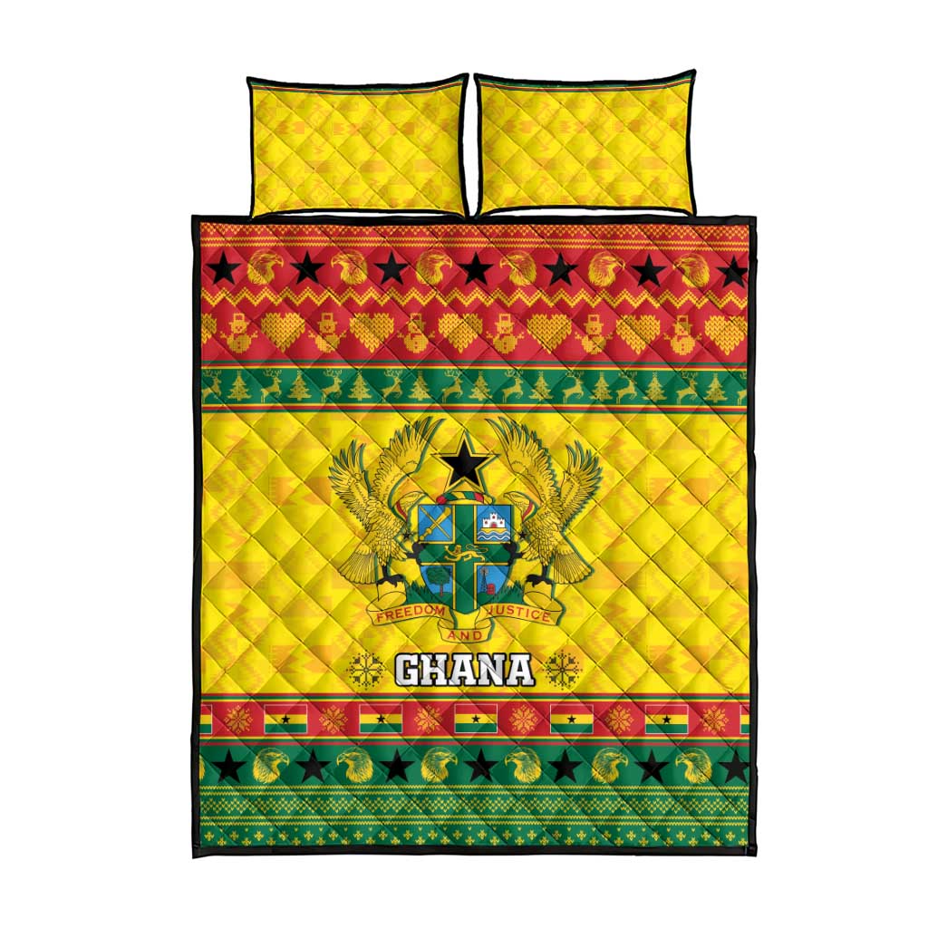 Afro Ghana Christmas Quilt Bed Set Coat Of Arms - Kente Pattern LT15