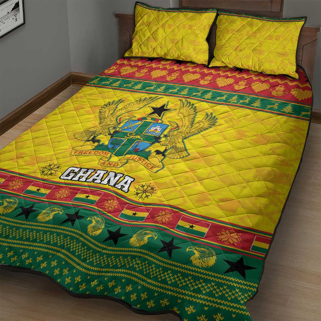 Afro Ghana Christmas Quilt Bed Set Coat Of Arms - Kente Pattern LT15