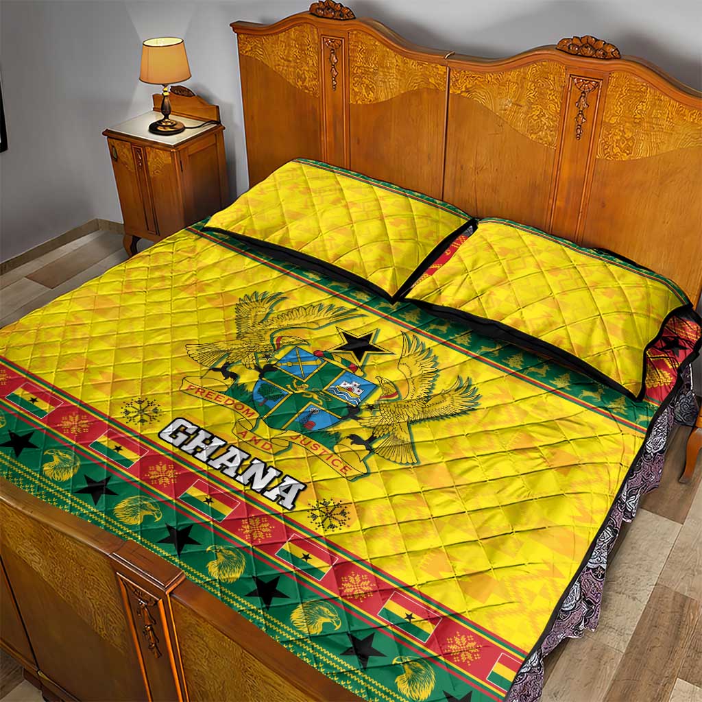 Afro Ghana Christmas Quilt Bed Set Coat Of Arms - Kente Pattern LT15