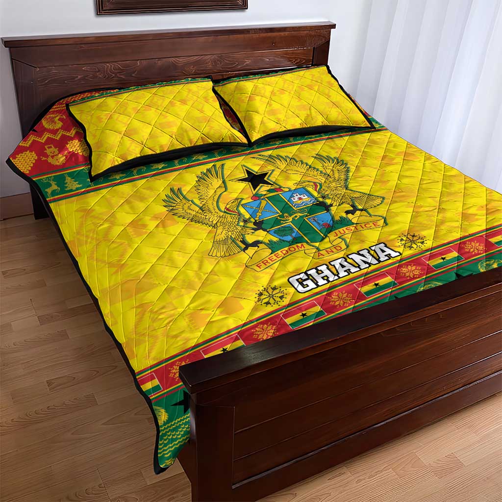 Afro Ghana Christmas Quilt Bed Set Coat Of Arms - Kente Pattern LT15