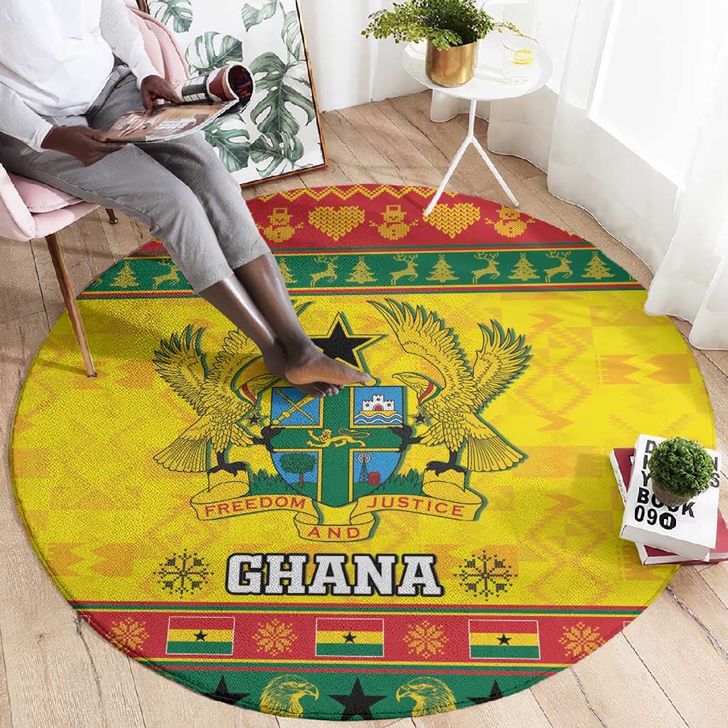 Afro Ghana Christmas Round Carpet Coat Of Arms - Kente Pattern LT15