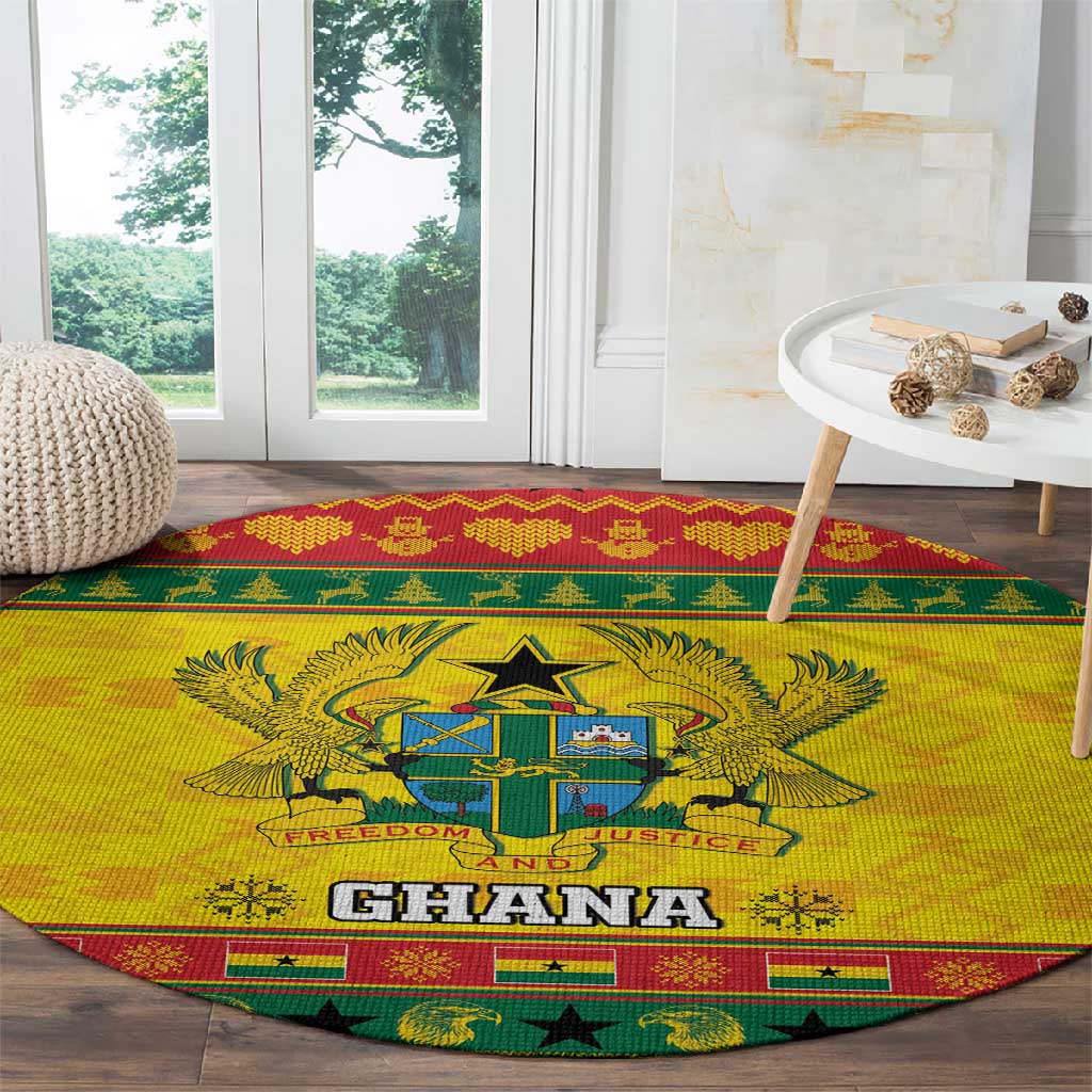 Afro Ghana Christmas Round Carpet Coat Of Arms - Kente Pattern LT15