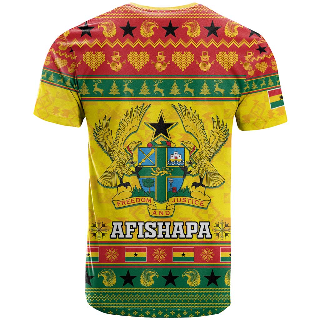 Afro Ghana Christmas T shirt Coat Of Arms - Kente Pattern LT15