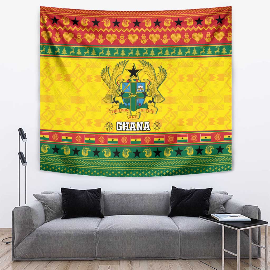 Afro Ghana Christmas Tapestry Coat Of Arms - Kente Pattern LT15