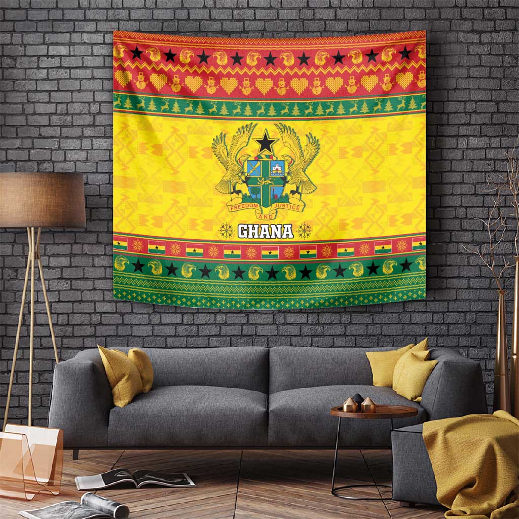 Afro Ghana Christmas Tapestry Coat Of Arms - Kente Pattern LT15