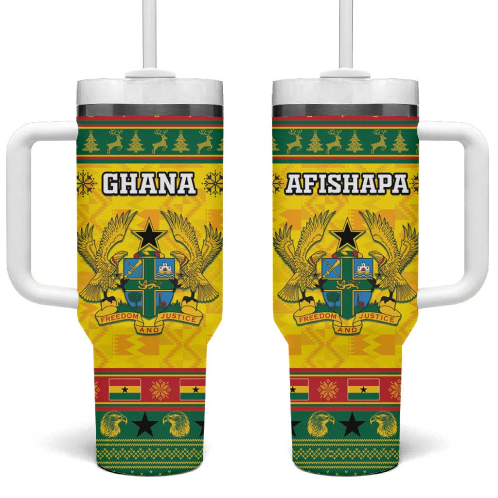Afro Ghana Christmas Tumbler With Handle Coat Of Arms - Kente Pattern LT15