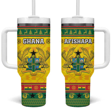 Afro Ghana Christmas Tumbler With Handle Coat Of Arms - Kente Pattern LT15