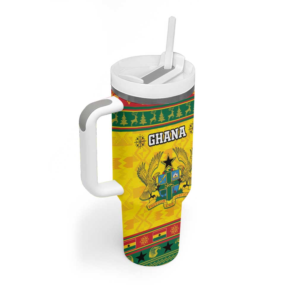 Afro Ghana Christmas Tumbler With Handle Coat Of Arms - Kente Pattern LT15