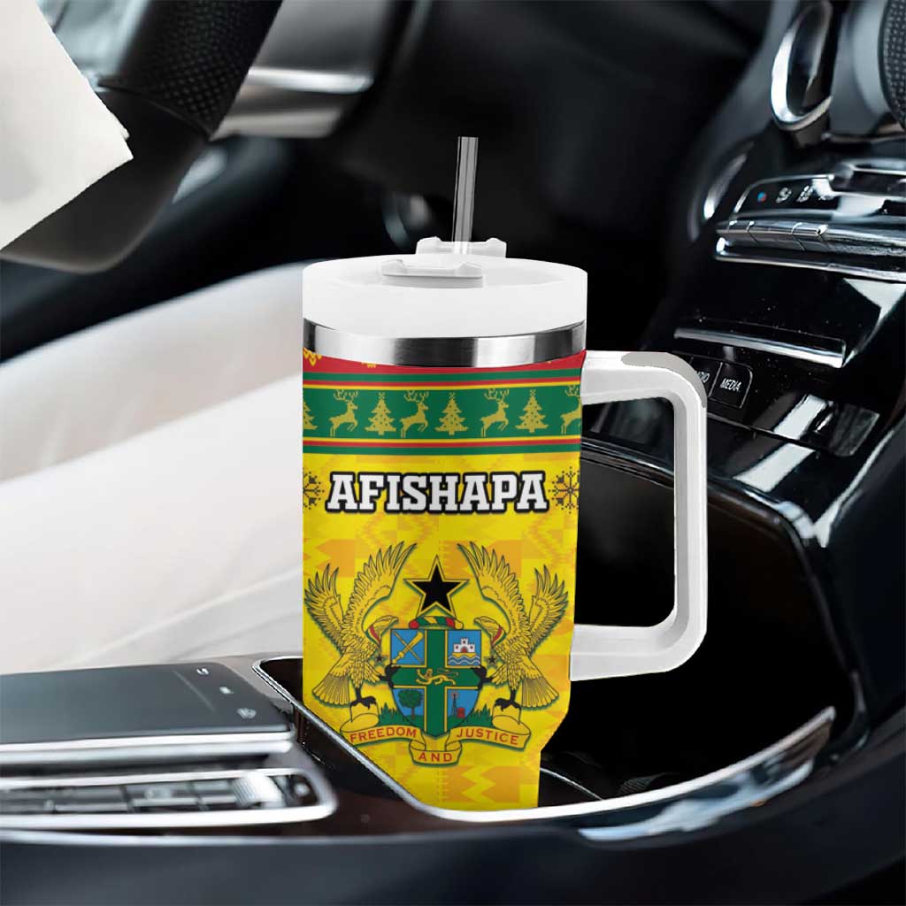 Afro Ghana Christmas Tumbler With Handle Coat Of Arms - Kente Pattern LT15