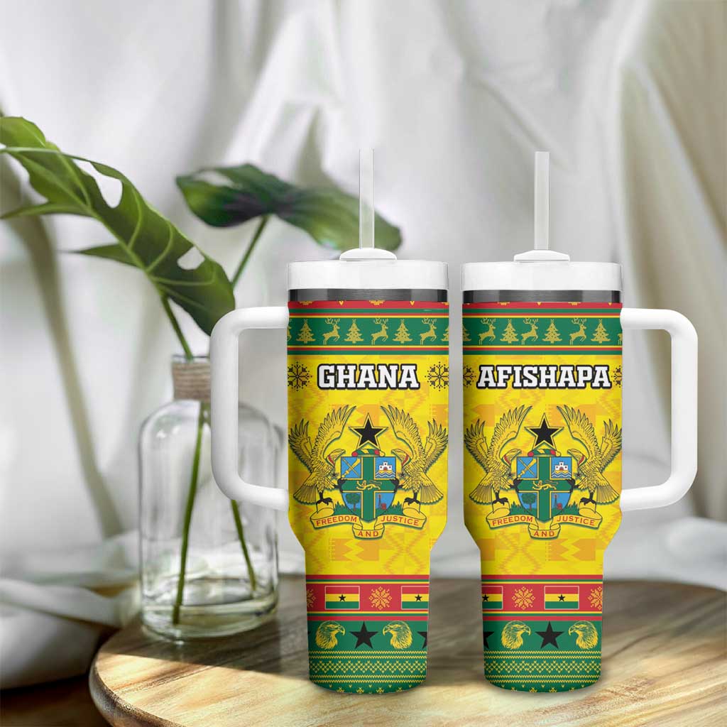 Afro Ghana Christmas Tumbler With Handle Coat Of Arms - Kente Pattern LT15