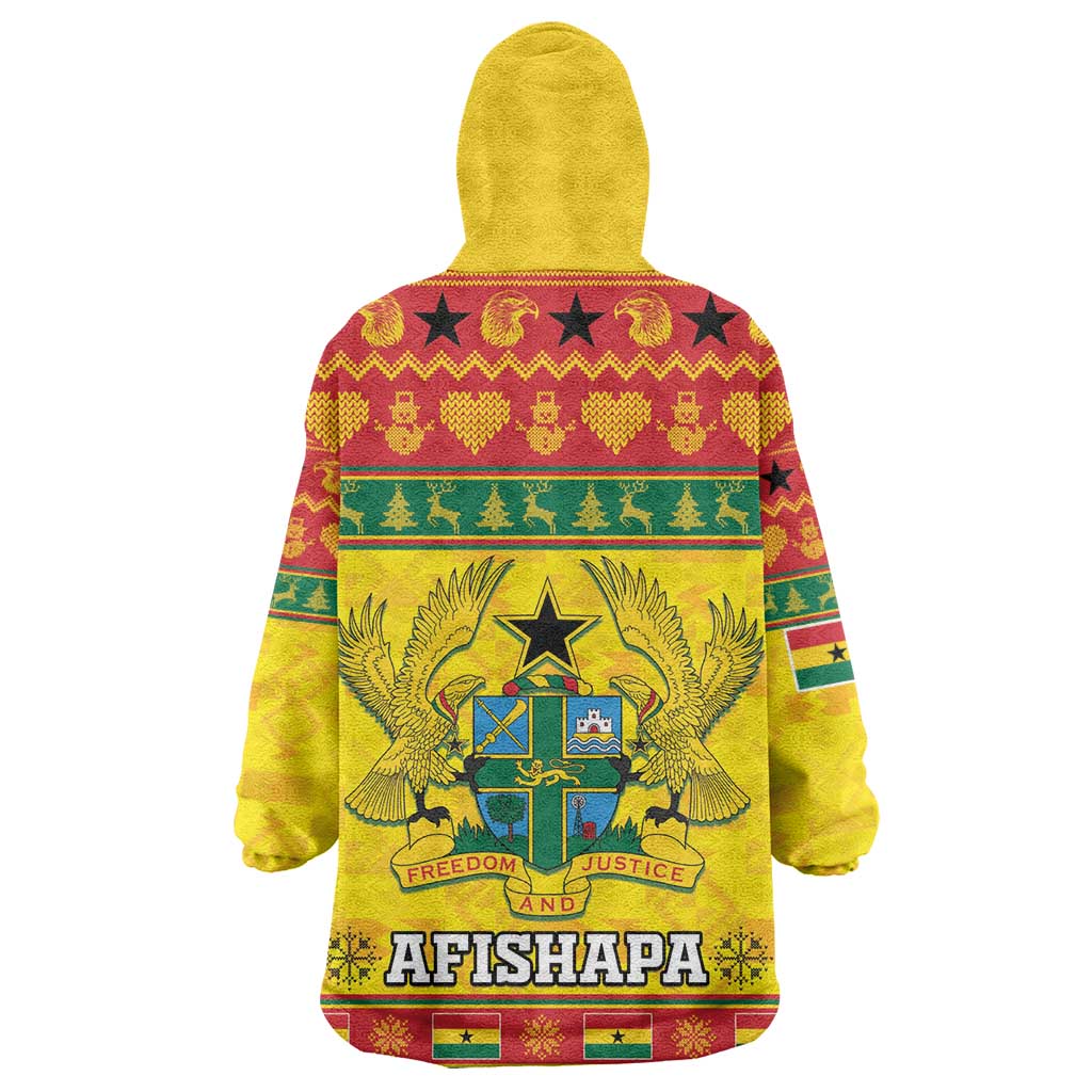Afro Ghana Christmas Wearable Blanket Hoodie Coat Of Arms - Kente Pattern LT15