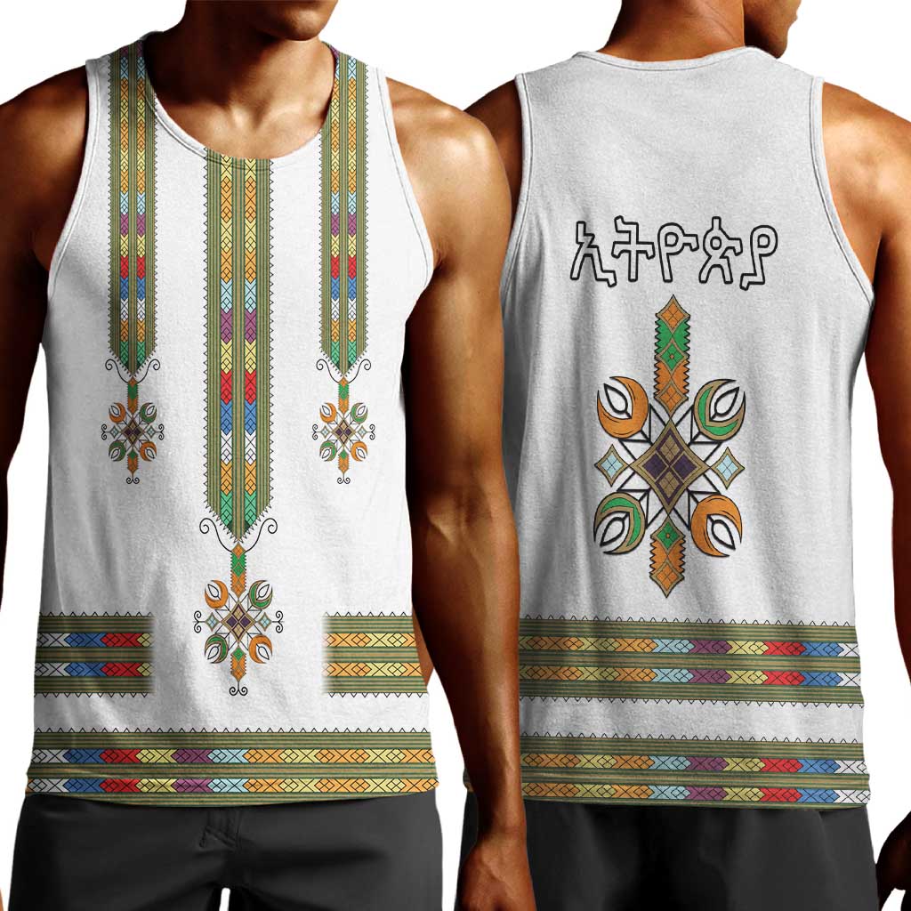 Ethiopia Men Tank Top Ethiopian Traditional Habesha Style LT15