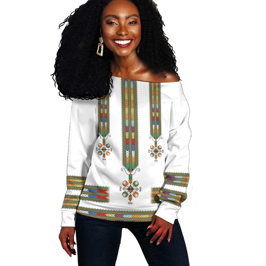 Ethiopia Off Shoulder Sweater Ethiopian Traditional Habesha Style LT15