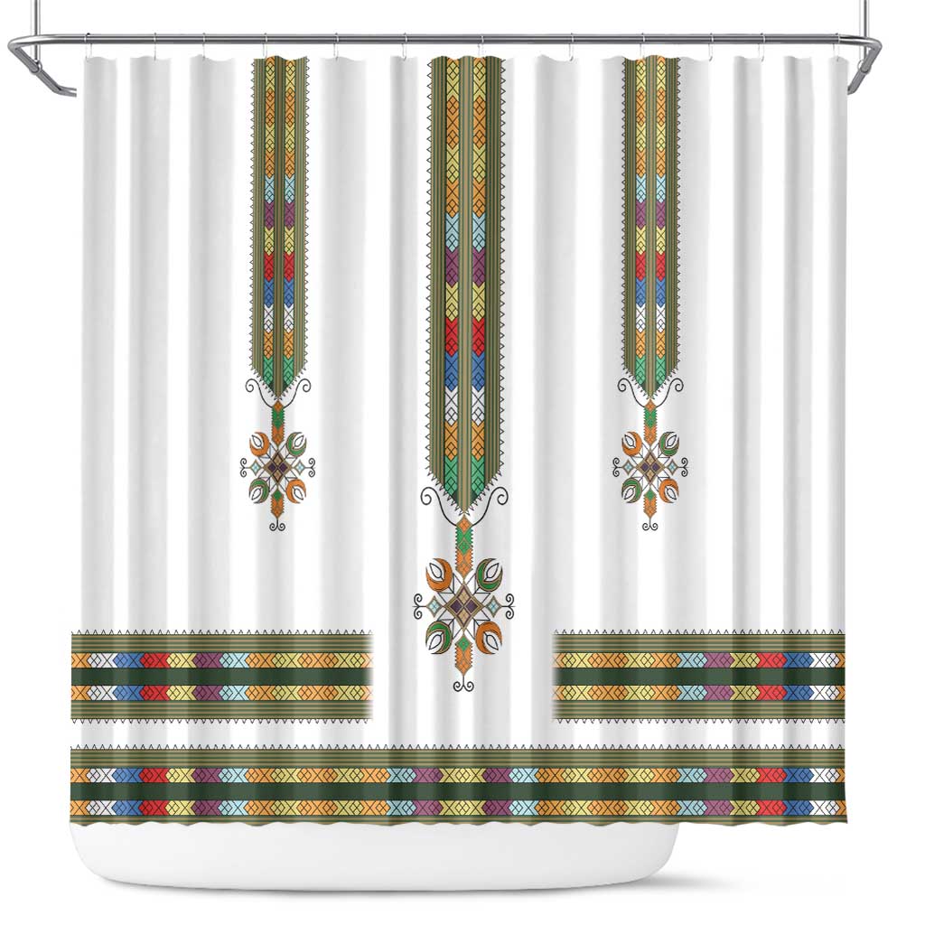 Ethiopian Traditional Habesha Costume Shower Curtain Cross With Tilet Pattern LT15