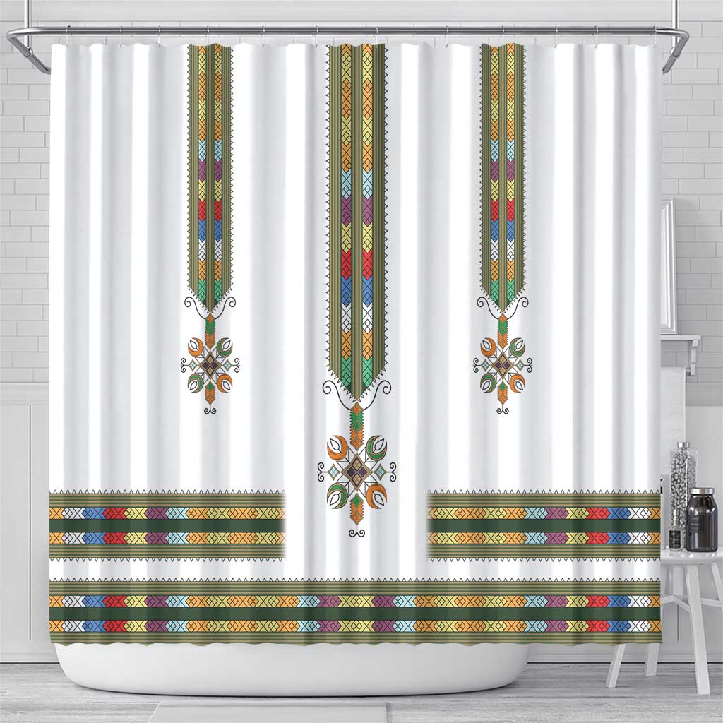 Ethiopian Traditional Habesha Costume Shower Curtain Cross With Tilet Pattern LT15