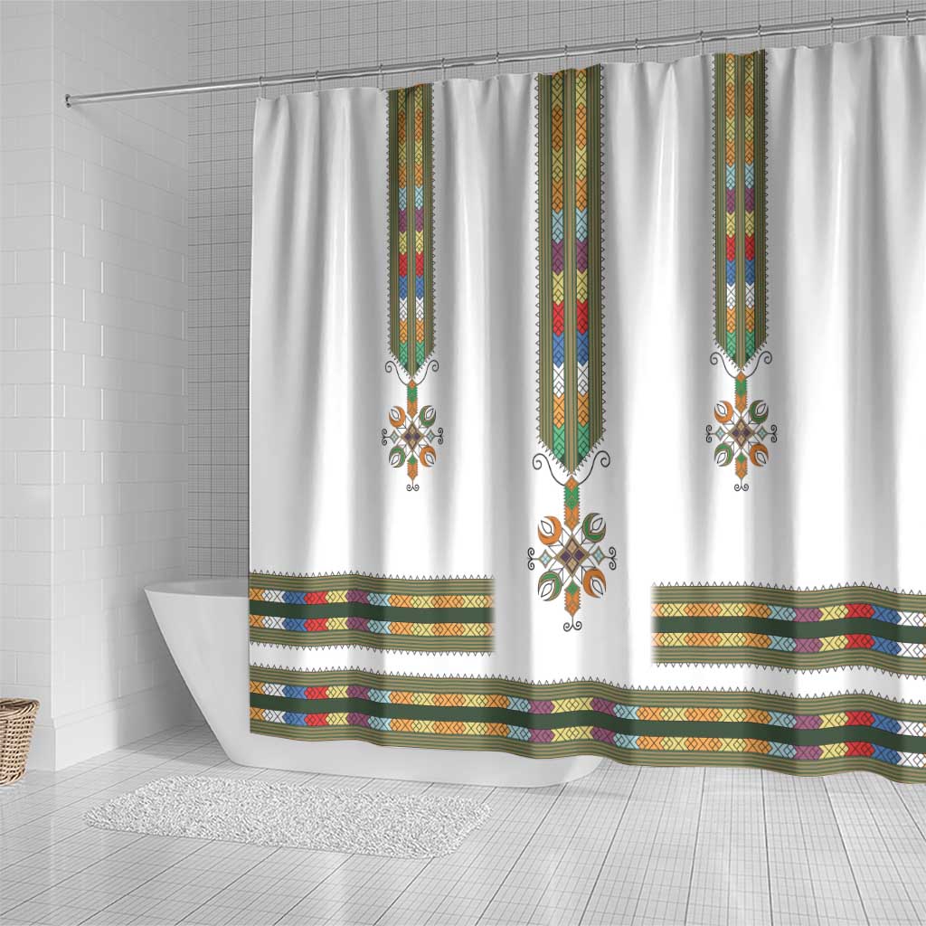 Ethiopian Traditional Habesha Costume Shower Curtain Cross With Tilet Pattern LT15